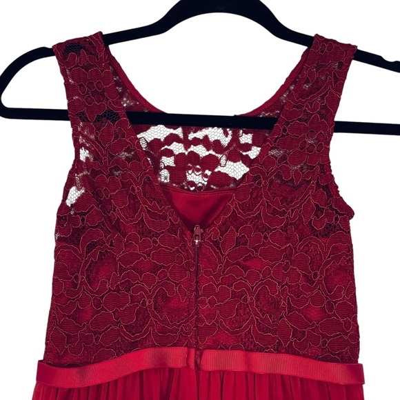 NWT David’s Bridal Girl’s Size 10 Apple Red Full Length Formal Sleeveless Dress - Picture 7 of 11